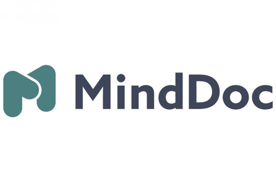 Logo von MindDoc, digitale Plattform für psychische Gesundheit, auf weißem Hintergrund