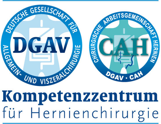 Offizielles Zertifikat „Kompetenzzentrum Hernienchirurgie“ mit DGAV- und CAH-Logo